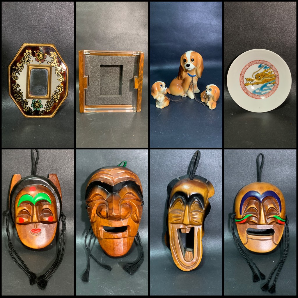 Lady and the Tramp, Kutani plate, Peruvian mirror, ZIPPO lighter case , Korean Wood Masks