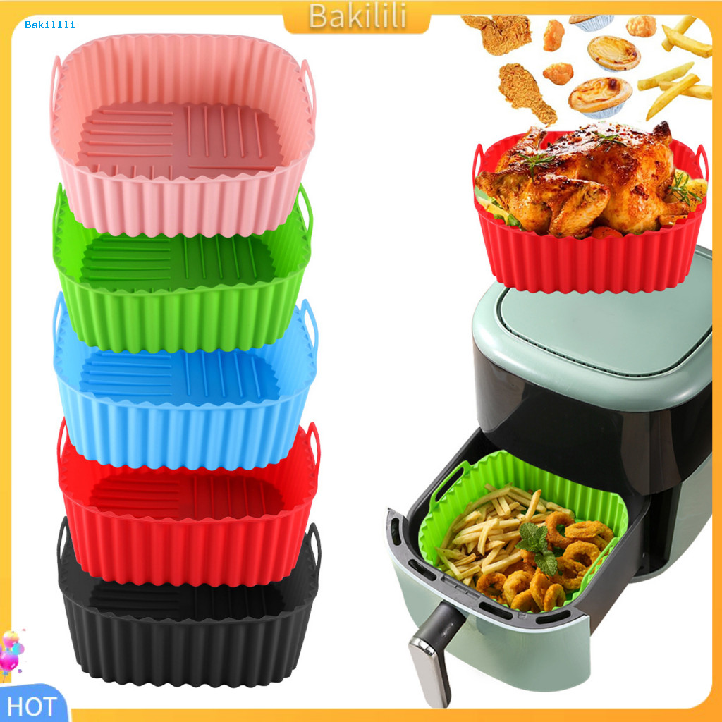 {Bakili} Square Air Fryer Liners Easy-clean Air Fryer Pot Reusable ซิลิโคน Air Fryer ตะกร้าถาดสําหรั
