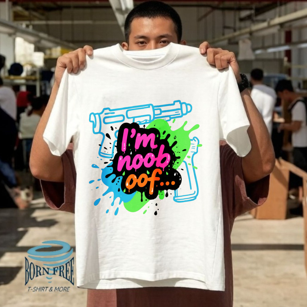 เสื้อยืดผู้ชาย ธีมเกมมิ่งและอีสปอร์ต 'Im a Noob' ใส่ได้ทั้งชายและหญิง เหมาะสำหรับฤดูร้อน