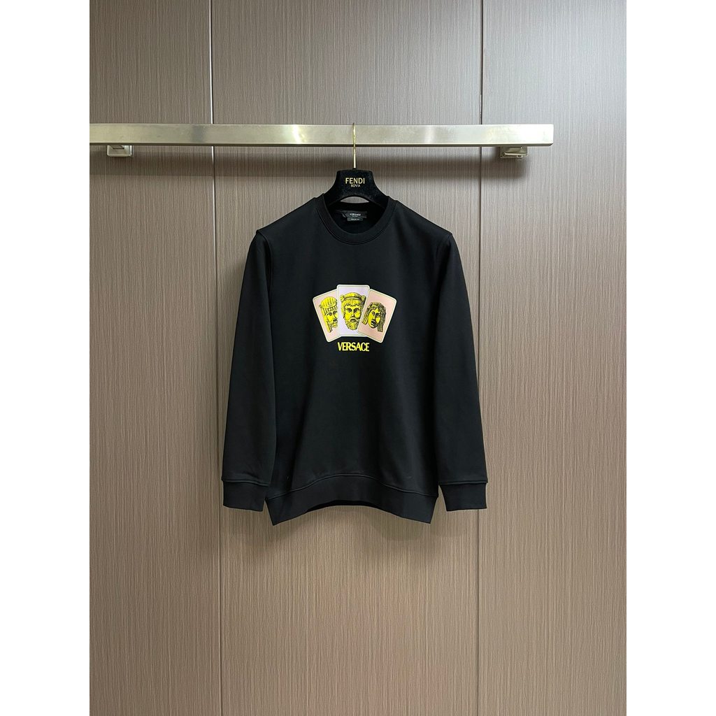 VERSACE พิมพ์เสื้อยืดสำหรับทั้งผู้ชายและผู้หญิง แขนสั้น น้ำหนักเบามาก