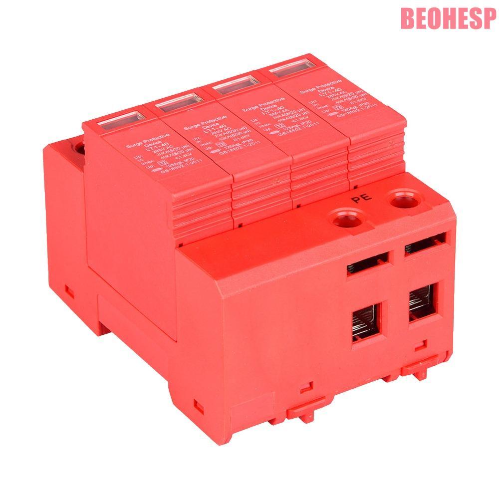 BEOEHESP แรงดันต่ํา Arrester, 40KA 385V House Arrester อุปกรณ์, ทนทาน 4P Power Transient Protector H