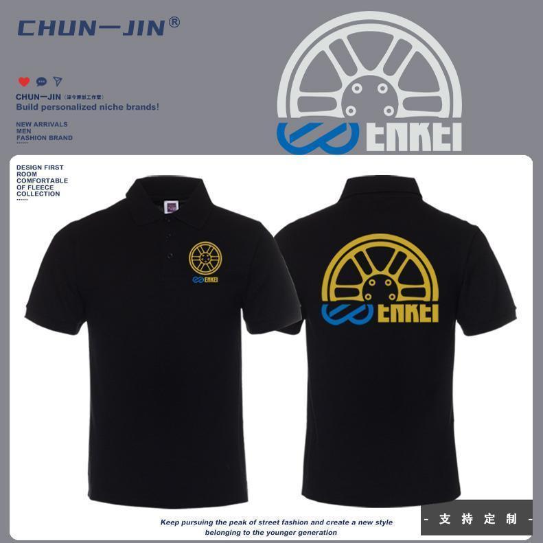 Baju ENKEI ล้อ RPF1 แขนสั้นญี่ปุ่น JDM ดัดแปลงรถ RS05RR เสื้อโปโลผู้ชาย 100% Cotton Polo