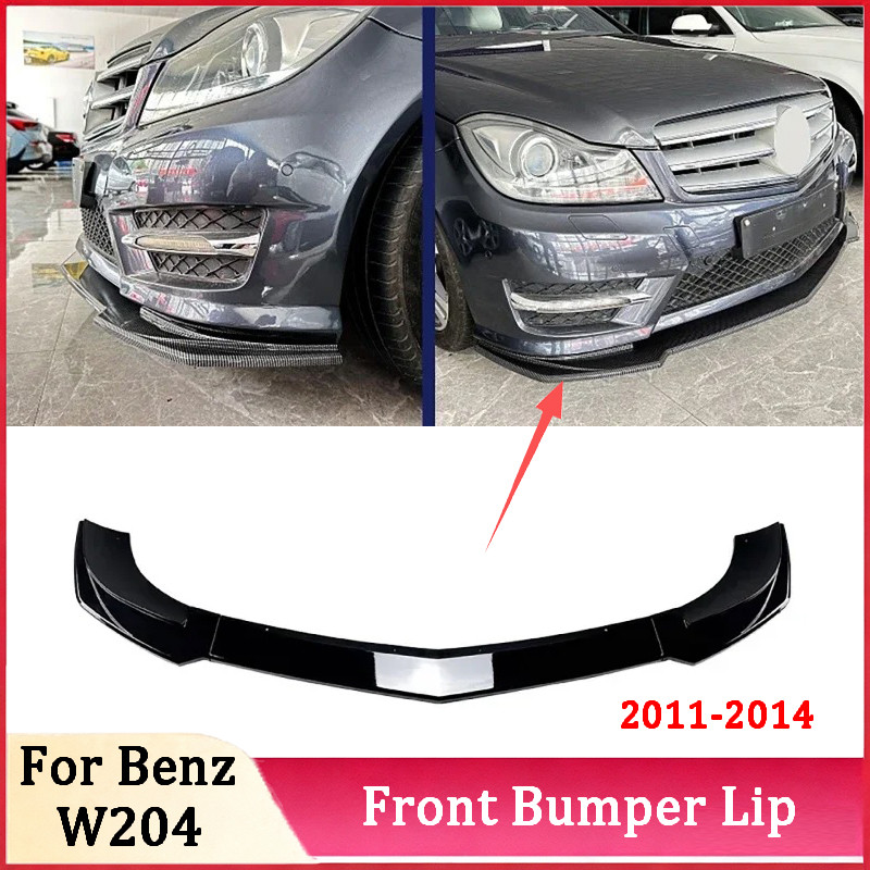 สําหรับ Benz C Class W204 S204 Facelift 2011-2014 AMG Line Sport สไตล์รถกันชนหน้า Lip Splitter สปอยเ