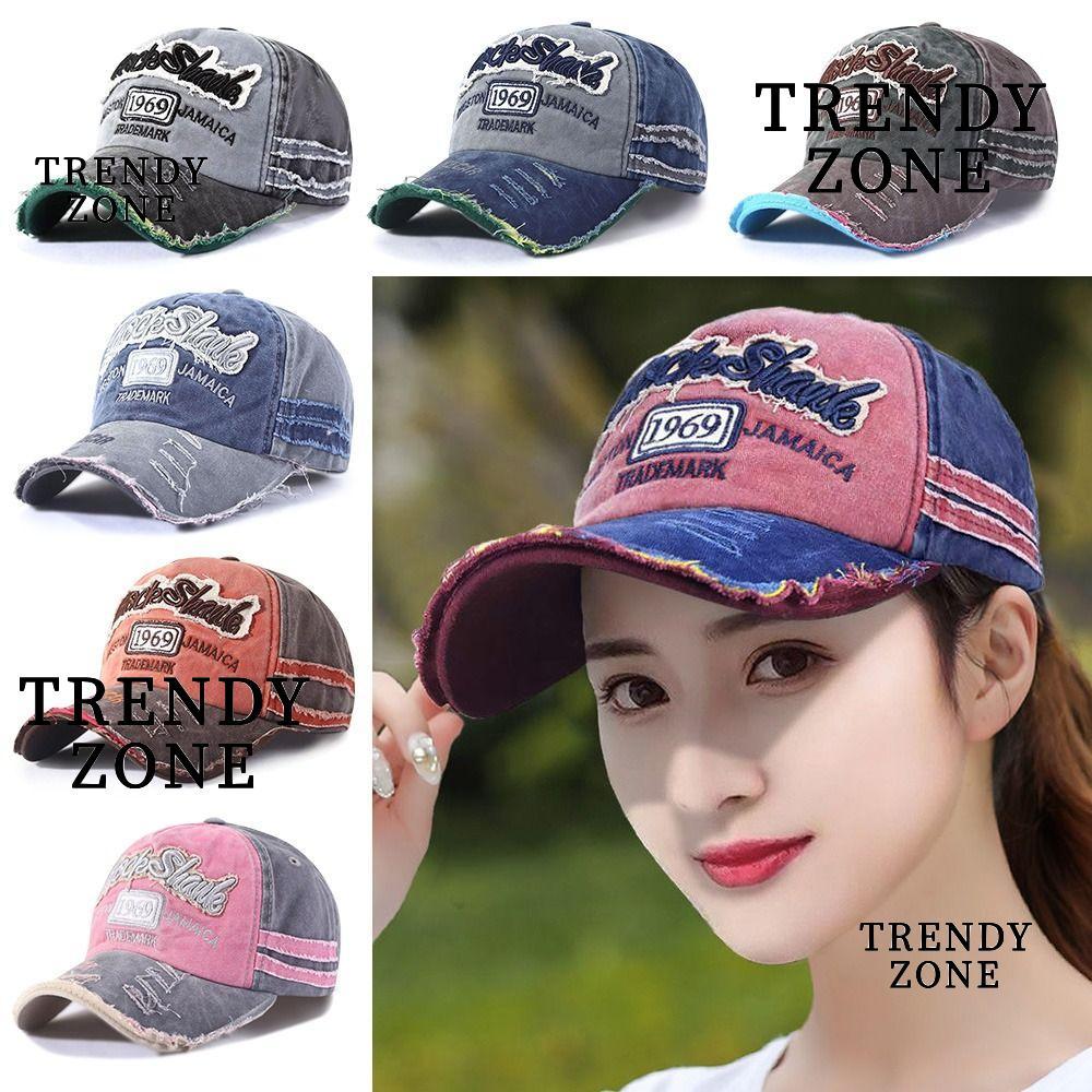 TRENDYZONE Distressed Faded Cap WASHED DENIM หมวกเบสบอลแฟชั่นแบบปรับได้