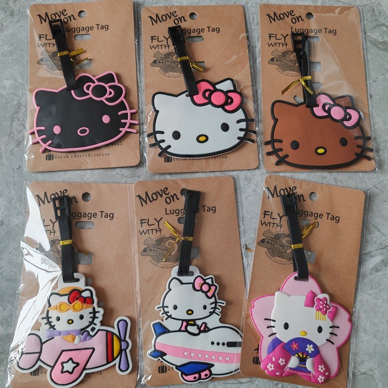 แท็กกระเป๋าเดินทาง Hello Kitty กระเป๋าเดินทาง Id ผู้ถือที่อยู่ Baggage Boarding แท็กป้ายแบบพกพา Travel เครื่องประดับเทศกาลของขวัญ