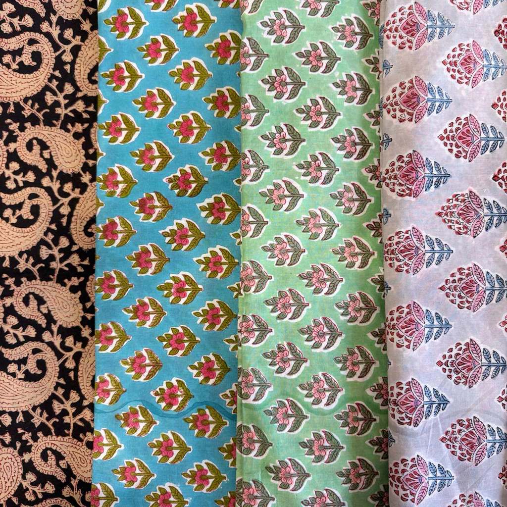 Indian Hand-Engraved Rubbing Plant Dyed Long-staple Cotton Flower Cloth Cloth Home Fabric Clothing B