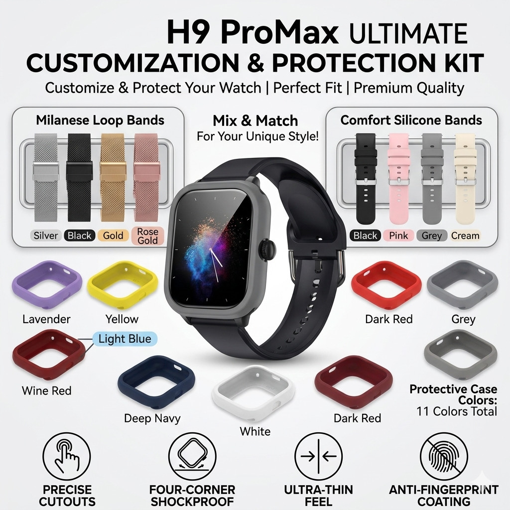 สายนาฬิกาสําหรับ H9 Max Smart Watch Selesa Bands & Pelindung Cases 22mm Straps