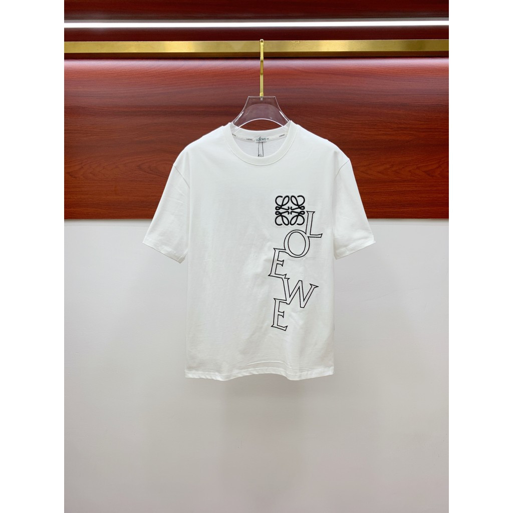 Loewe/Loewe/6XL คลาสสิกรอบคอแขนสั้นเสื้อยืดผู้ชายผู้หญิงสไตล์ขนาดใหญ่ทุกวัน Bottoming เสื้อกีฬา Comm