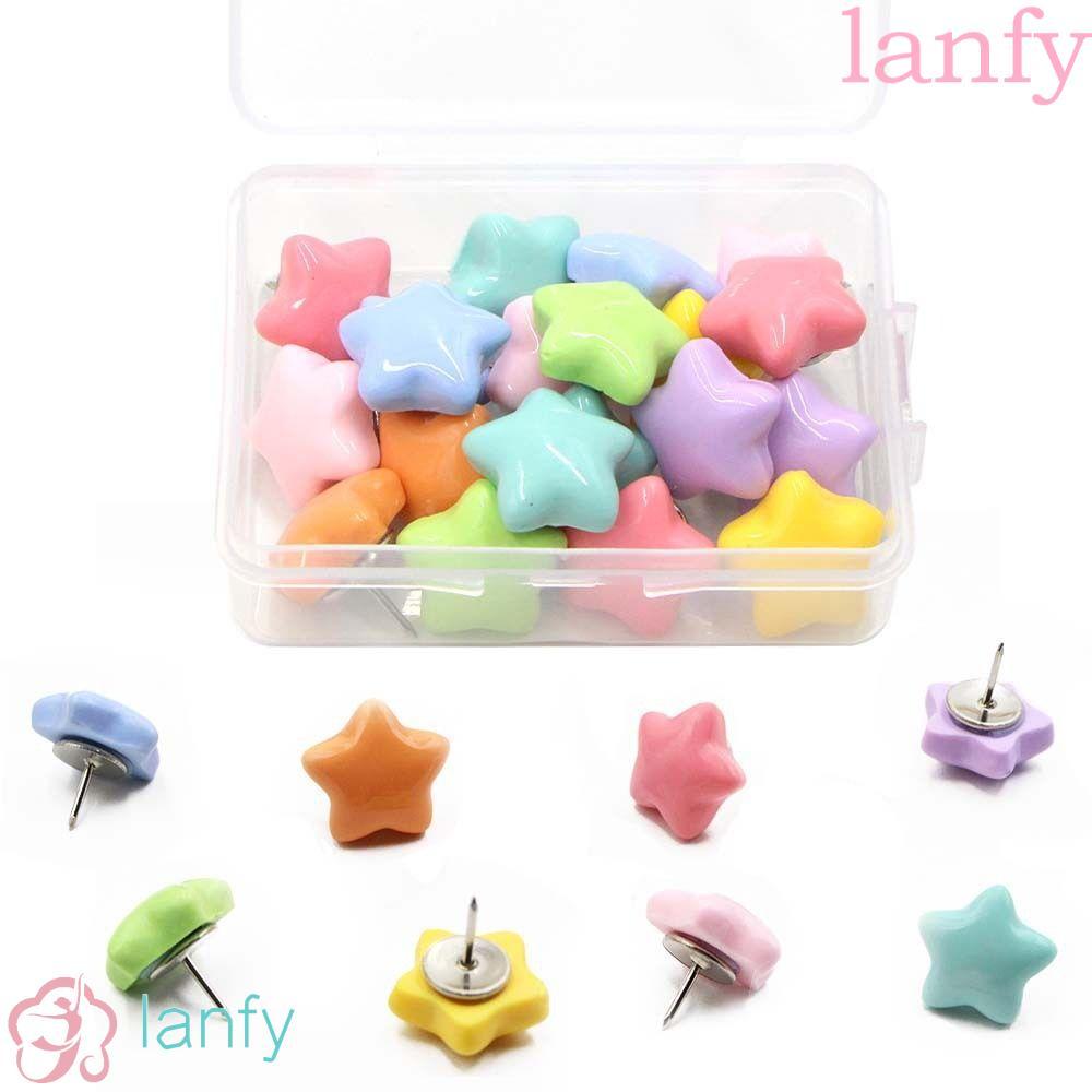 LANFY 20/50 ชิ้น Pentagram Push Pins, DIY 3D Star Shape Pushpins, แบบพกพา|อุปกรณ์เข้าเล่มแบบนิ้วหัวแม่มือที่สร้างสรรค์สีสันสดใส