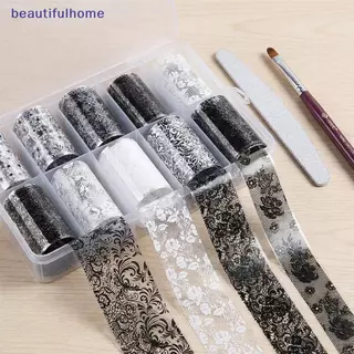 [ใหม่] ฟอยล์โอนเล็บสีแดงสีขาว 10 ม้วนลูกไม้ดอกไม้รูปแบบเล็บ Stiers สําหรับ DIY Salon ชุดแต่งเล็บมืออาชีพ [TH]