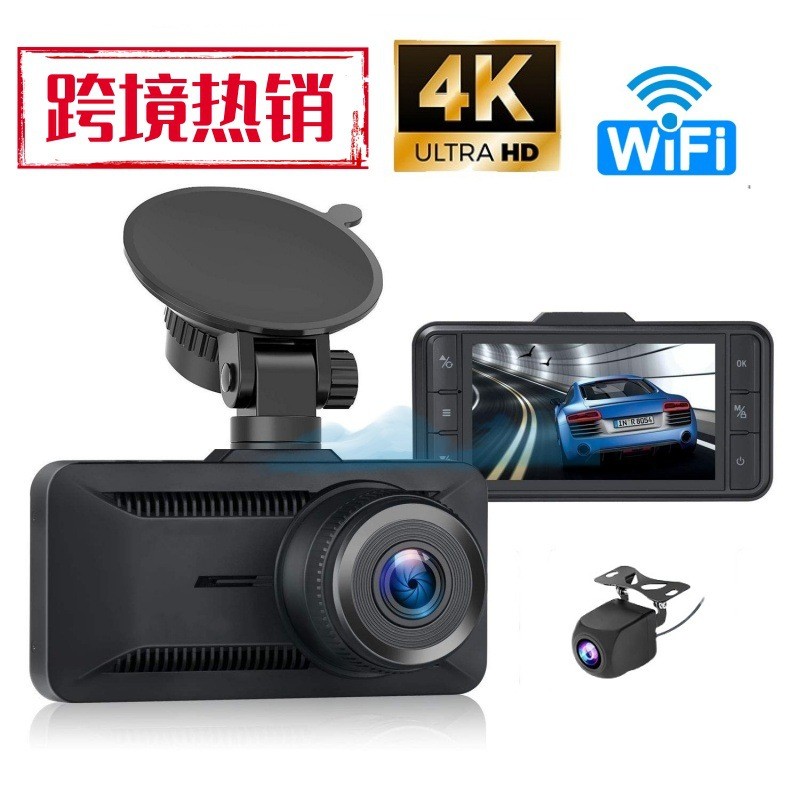 เครื่องบันทึกการขับขี่ 4k ด้านหน้าด้านหลัง Dual Recording วิดีโอย้อนกลับ WIFI โทรศัพท์มือถือ Interne