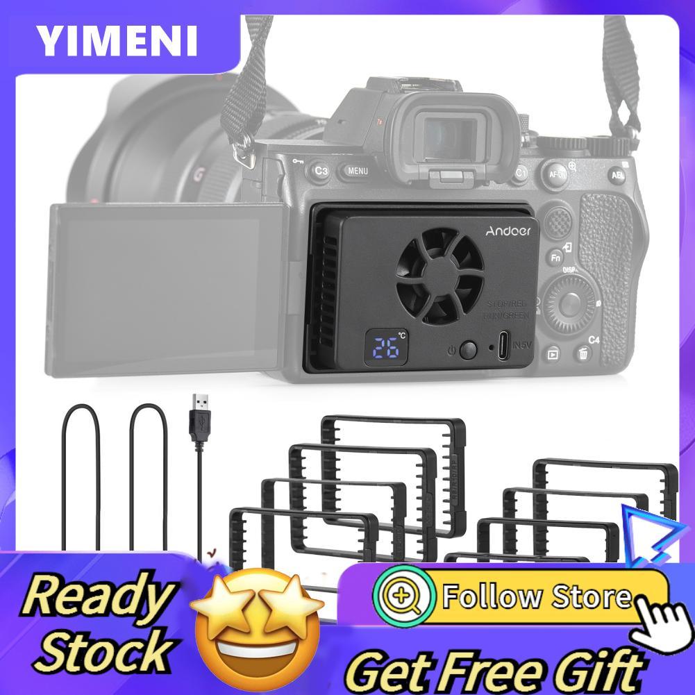 Yimeni-th Andoer FS-06 กล้องพัดลมระบายความร้อนระบบภายนอกพร้อมจอแสดงผล OLED 8 ชิ้นแผ่นอะแดปเตอร์ยึดสำ