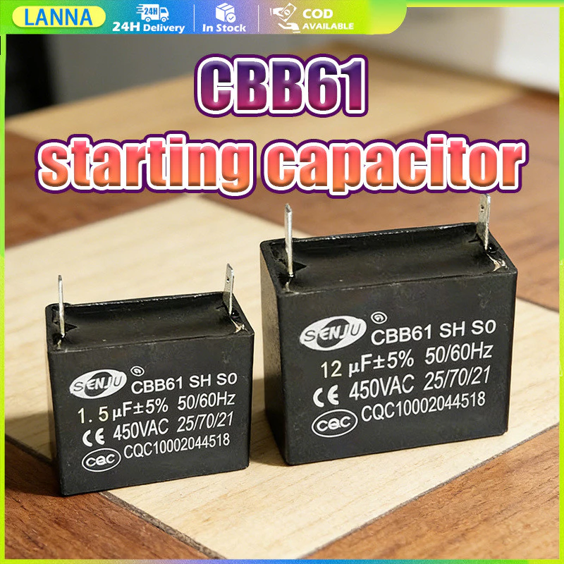 ร้านอยู่ที่ไทย คาปาซิเตอร์ 450v เครื่องซักผ้า เเอร์ พัดลม ตู้เย็นตัวเก็บประจุ CBB61 ระบายความร้อนได้ดี