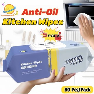 80Pcs/Pack Kitchen Wipes Multipurpose Dish Cleaning Scented Wipes Degreasing Clean Table Wet Wipes