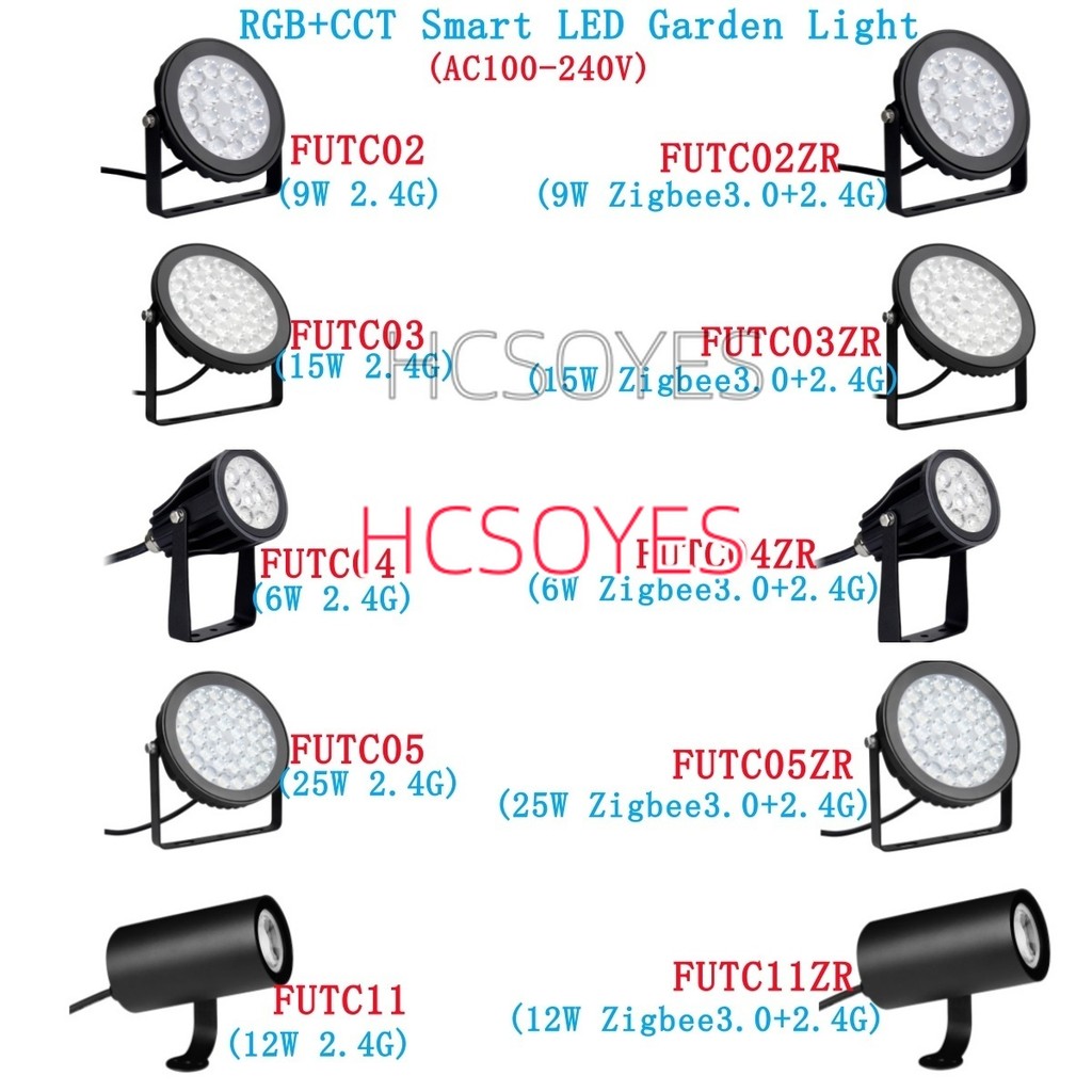 ใหม่ MIBOXER (Zigbee 3.0 + 2.4G)RGB + CCT สมาร์ท LED Garden 6 W/9 W/12 W/15 W/25 W Tuya App โคมไฟสนา