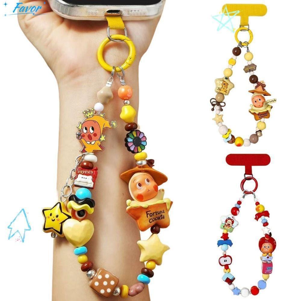 FAVOR Beaded Phone Charm, Anti-lost Popmart Star Man Phone Chain, Cute Gift Portable Bag Pendant Phone Accessories