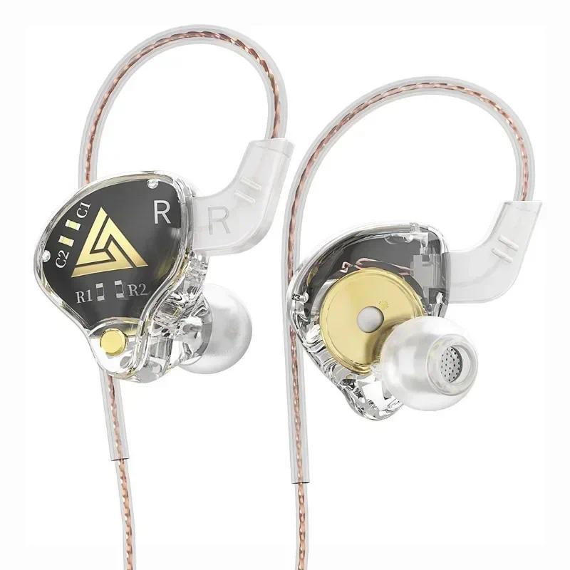 QKZ AKX IEM Monitor ระดับหูฟังโปร่งใสหูฟังชนิดใส่ในหูพร้อมไมโครโฟน HiFi Bass สเตอริโอ Muisc หูฟัง AUX 3.5 มม.