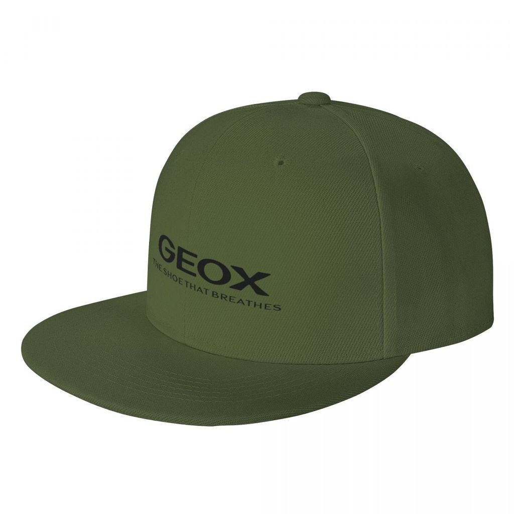 GEOX (2) หมวกกันแดดแบนสําหรับผู้ใหญ่พิมพ์ลายหมวกฮิปฮอปเต้นรําหมวกปีกแบนชายคาแบนสีคมชัดผู้ชายและผู้หญ