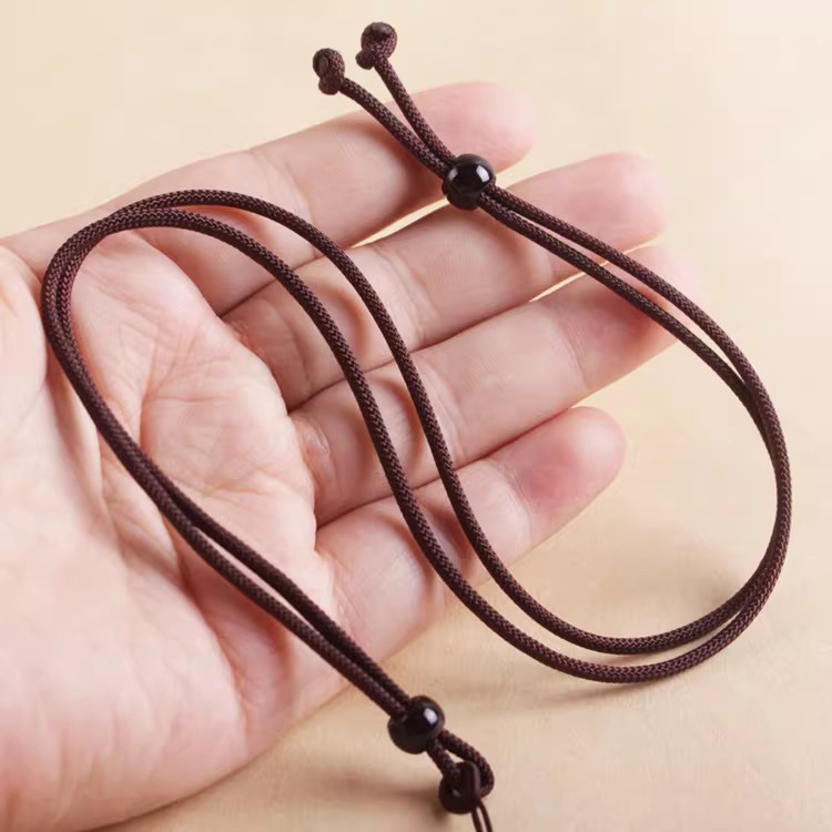 2mmD ด้ายจี้ Lanyard DIY สร้อยคอถักเชือก yu จี้หยก cui Gold Silver Simple สีดําเชือกสีแดงผู้ชายผู้หญ