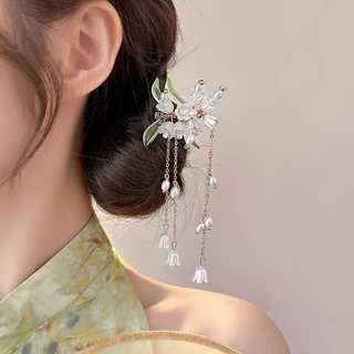 ปิ่นปักผมจีน ปิ่นดอกไม้ งานสวยคุณภาพดี สไตล์จีนโบราณ ประดับเพชร หวาน Hanfu Cheongsam Headwear มีหลายแบบให้เลือก COD