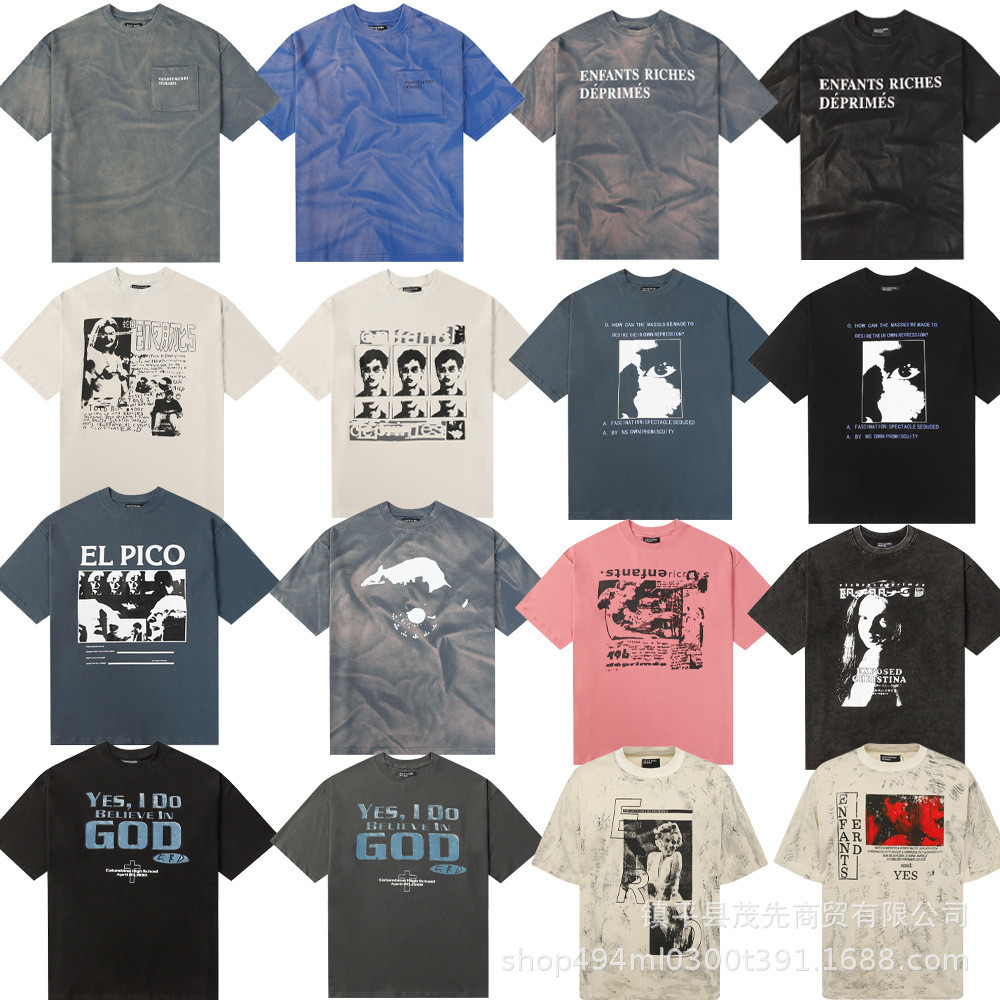 เสื้อยืด ERD Melancholy Fu รุ่นที่สอง fit หลวม พิมพ์รอบคอและแขนสั้น ลาย distressed ล้างน้ำได้ง่าย