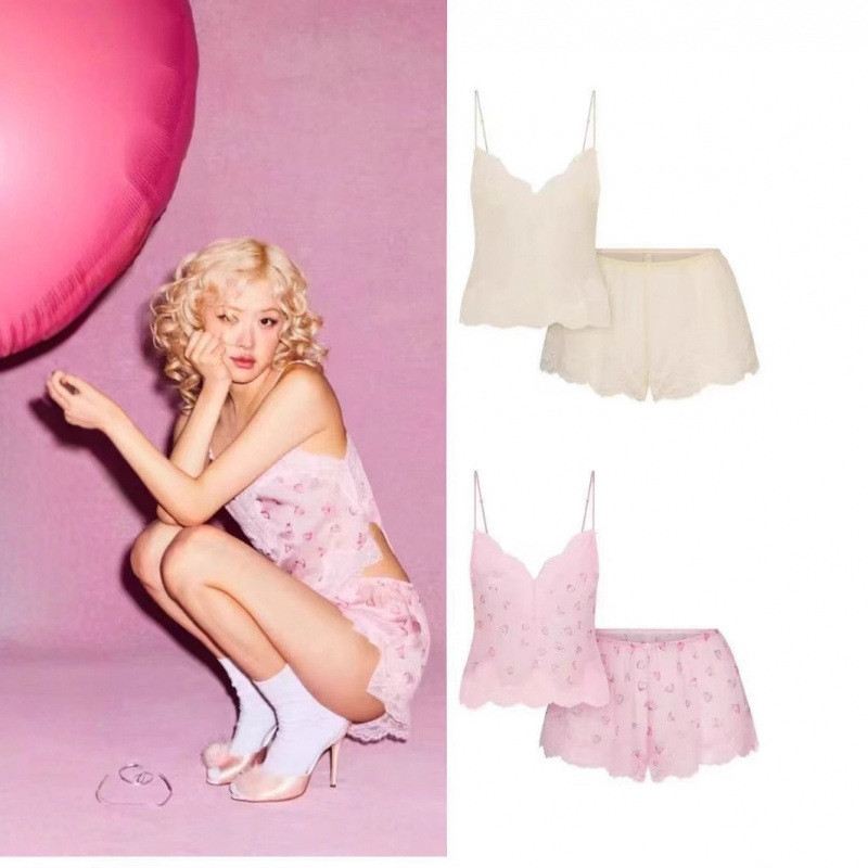 Skims 情人节 ROMANCELACECAMISHORTSET真丝短款套装