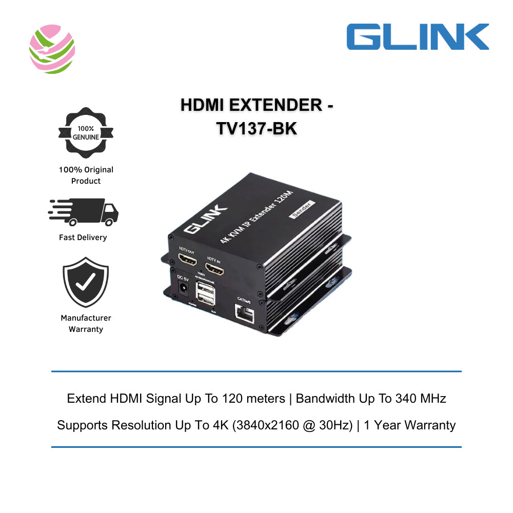 GLINK(GL-048)-HDMI EXTENDER OVER IP 120M 4K KVM FUNTION - TV137-BK
