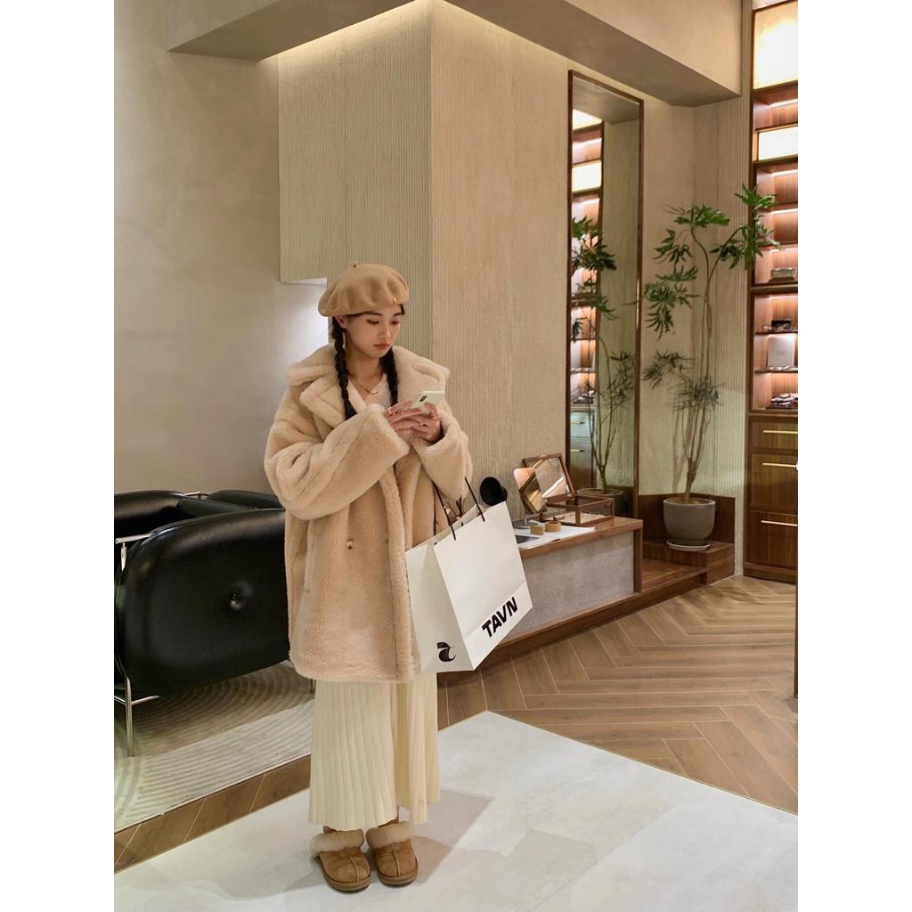 ARWY MaxMar* New Autumn and Winter Mid-Length Fur Loose Warm Coat Teddy Bear Jacket for Women