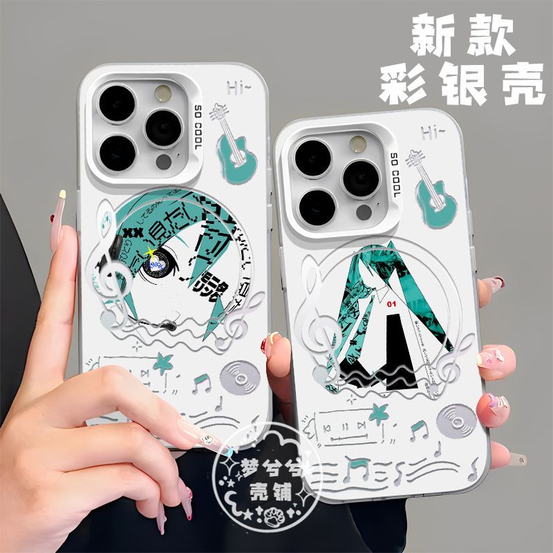 หูฟัง Hatsune Miku Future Miku Music Phone Case ใช้ได้กับ Apple Color Silver