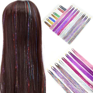 🔥🔥🔥【In Stock】Pony Headdress Hair Extension Glitter Tinsel Straight False Synthetic Sparkle Shiny
