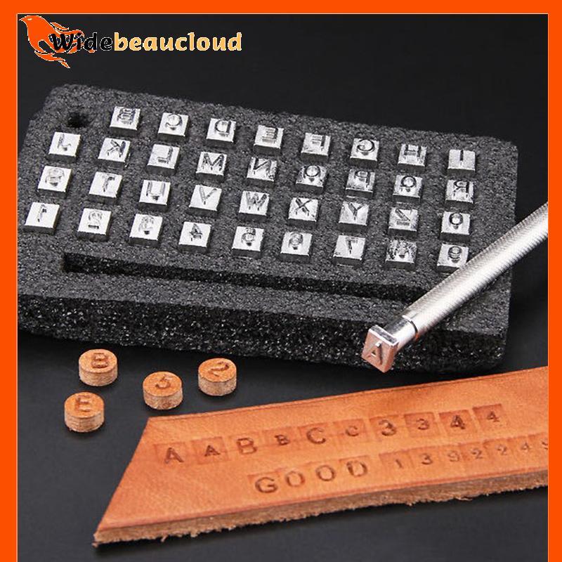 Widebeaucloud 36 ชิ้น Steel Alphabet letter Number Leather Stamp Punch Set Leather Craft