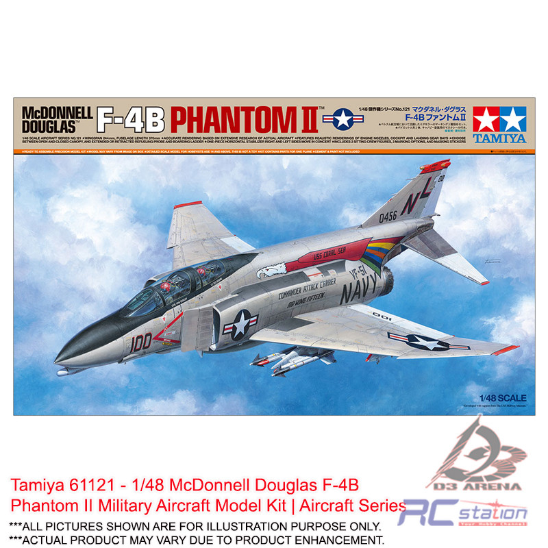 Tamiya 61121 - 1/48 McDonnell Douglas F-4B Phantom II Military Aircraft Model Kit | ซีรีย์เครื่องบิน