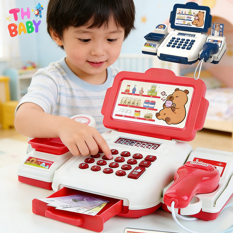 TH BABY ของเล่นเด็ก เครื่องคิดเงินเด็ก ซูเปอร์มาร์เก็ตจำลอง มีไฟมีเสียง แคชเชียร์ ลิ้นชักเปิดได้ ลายคาปิบาร่า