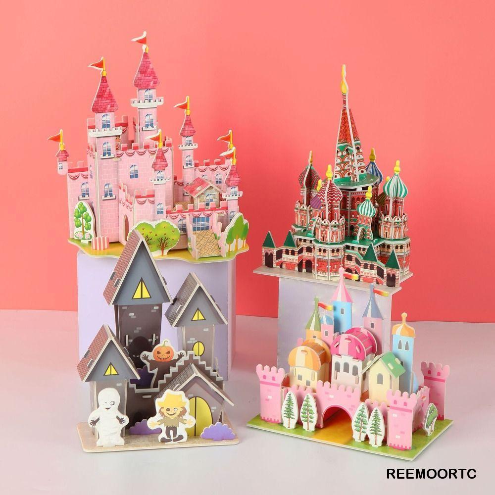 REEMOORTC Building 3D Puzzle, 3D Puzzle Building Blocks DIY House Model Puzzle, 3D Puzzle Handmade D