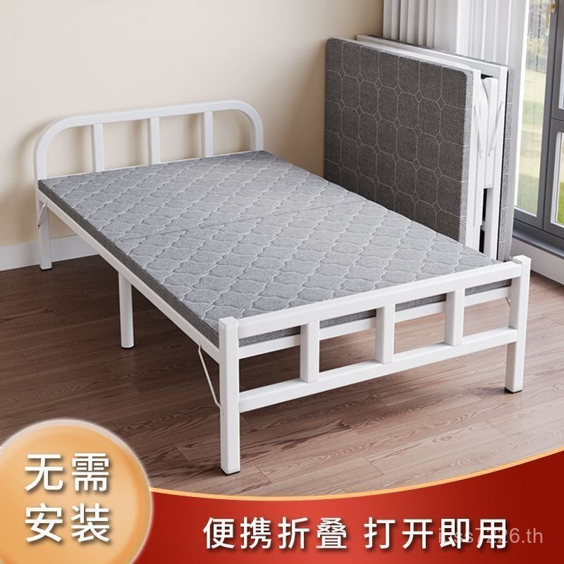 สํานักงานครัวเรือนเตียงเดี่ยวที่เรียบง่ายพักกลางวันงีบหอพักเช่าบ้านผู้ใหญ่เตียงเหล็กเตียงพับแบบพกพาท