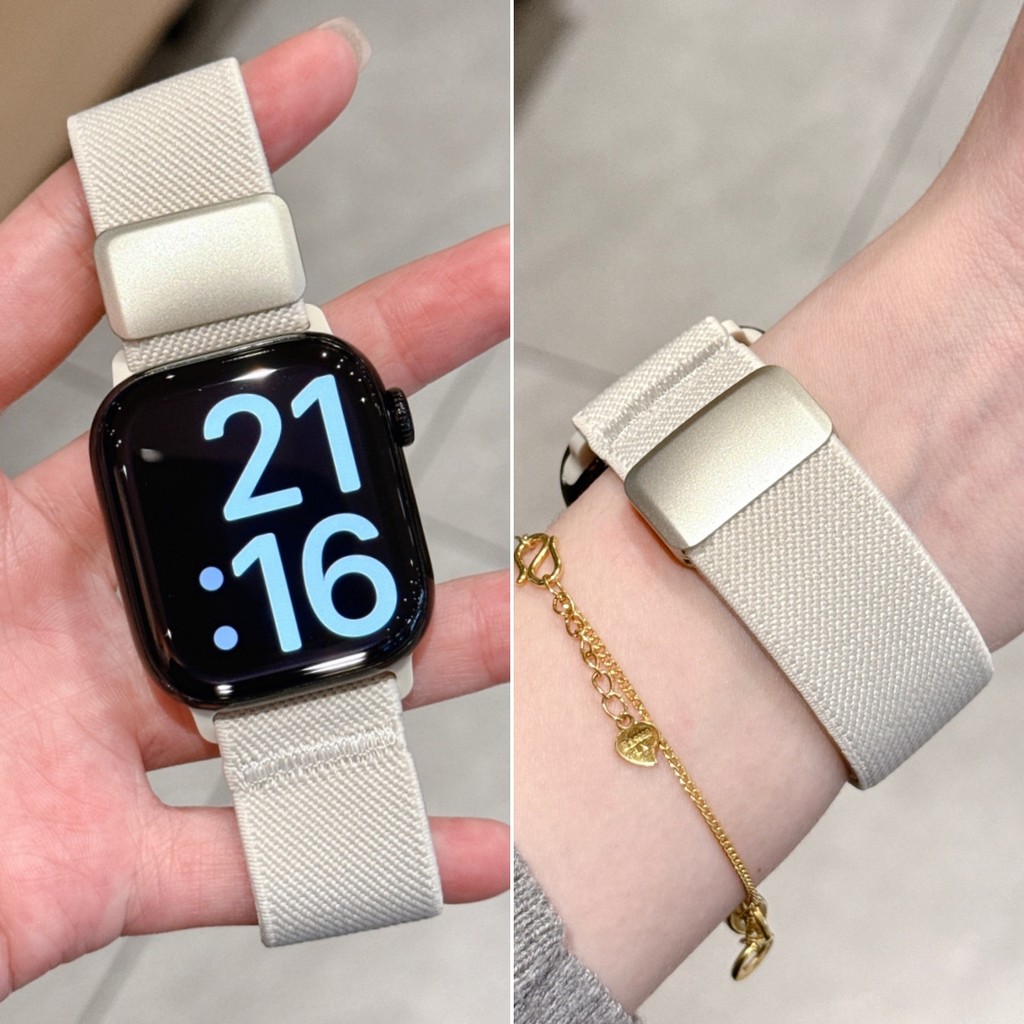 Magnetic Snap สายไนลอนสบายสําหรับ iWatch S11 10 9 8 7 6 5 4 SE3 ULTRA ขนาดเล็กบางสายสํารองสร้อยข้อมือสําหรับ iwatch 49 มม.46 45 44 42 41 40 38 ยืดหยุ่น ราคา ถูกที่สุด ดีลบีเคเค