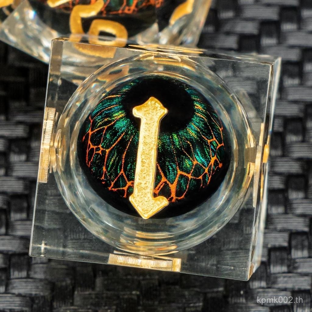 KERWELLSI Float Core เรซิ่นลูกเต๋าชุดของขวัญกล่อง, Cool Sharp Edge Beholder Eye DND ลูกเต๋า, Polyhed