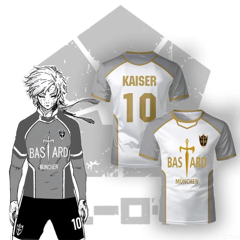 2025 New Blue Lock Anime Bastard Mnchen Jersey White Maillot Men's Football T-shirt Kaiser Isagi Cos