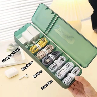 COZII กล่องเก็บสายชาร์จ กล่องเก็บของ 7 ช่อง แบบฝาพับ ที่เก็บสายชาร์จ สายเคเบิลหูฟัง