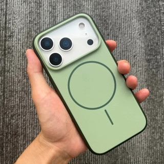 หรูหราสีเขียวสีบล็อกแม่เหล็กป้องกันกรณีปุ่มกล้อง Ai สําหรับ iPhone 17 Pro Max 17Air คลุมทั้งหมด Soft-Edge Matte ผิวรู้สึกป้องกันลายนิ้วมือ Hard Case
