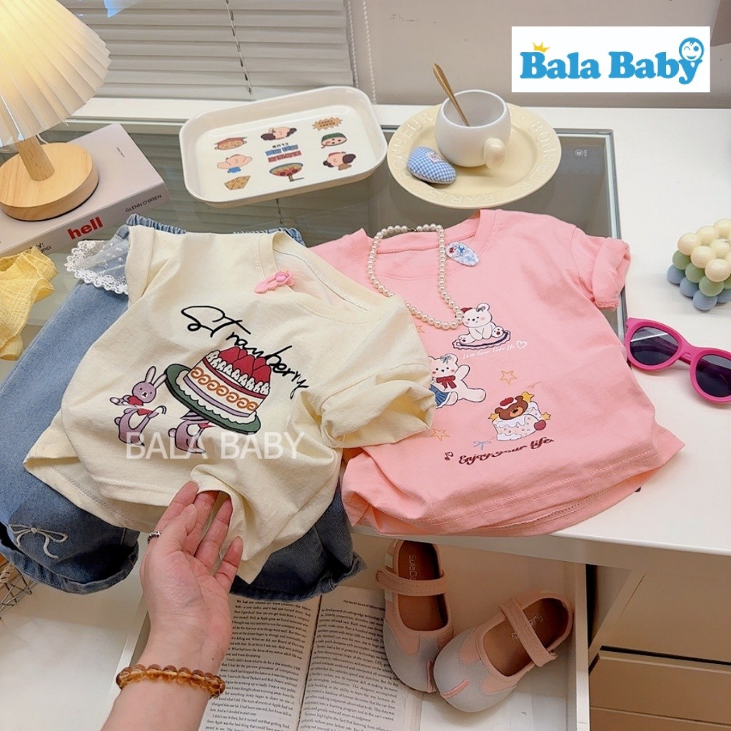 เสื้อยืดเด็ก เสื้อยืดแฟชั่นสำหรับเด็กผู้หญิง พิมพ์ลายน่ารักๆSize80-120cm DXT03