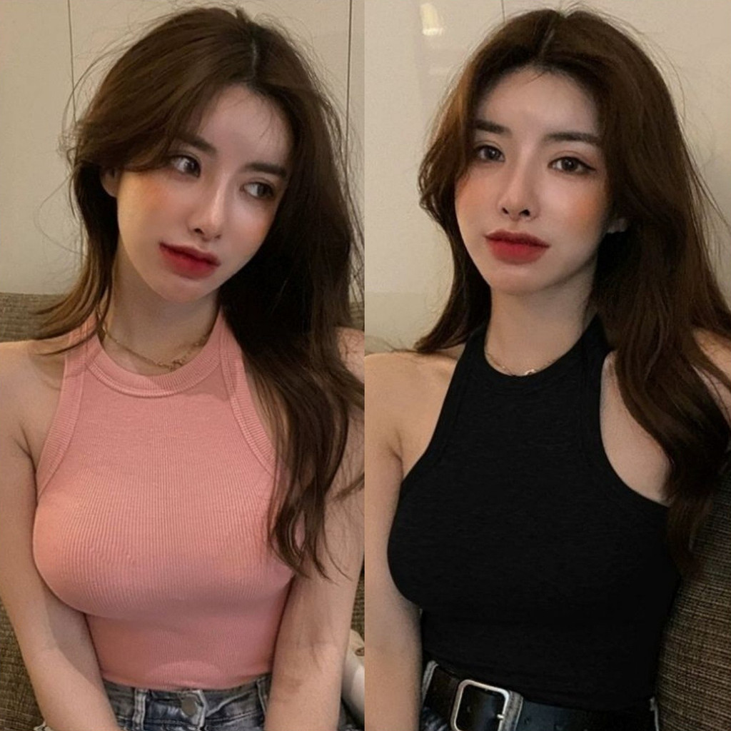 ✨Anne✨ครอปกล้าม มีฟองน้ำ ผ้าเนื้อนุ่ม แขนกุด เข้ารูป เสื้อกล้ามผู้หญิง สไตล์ลำลอง สวมใส่สบาย