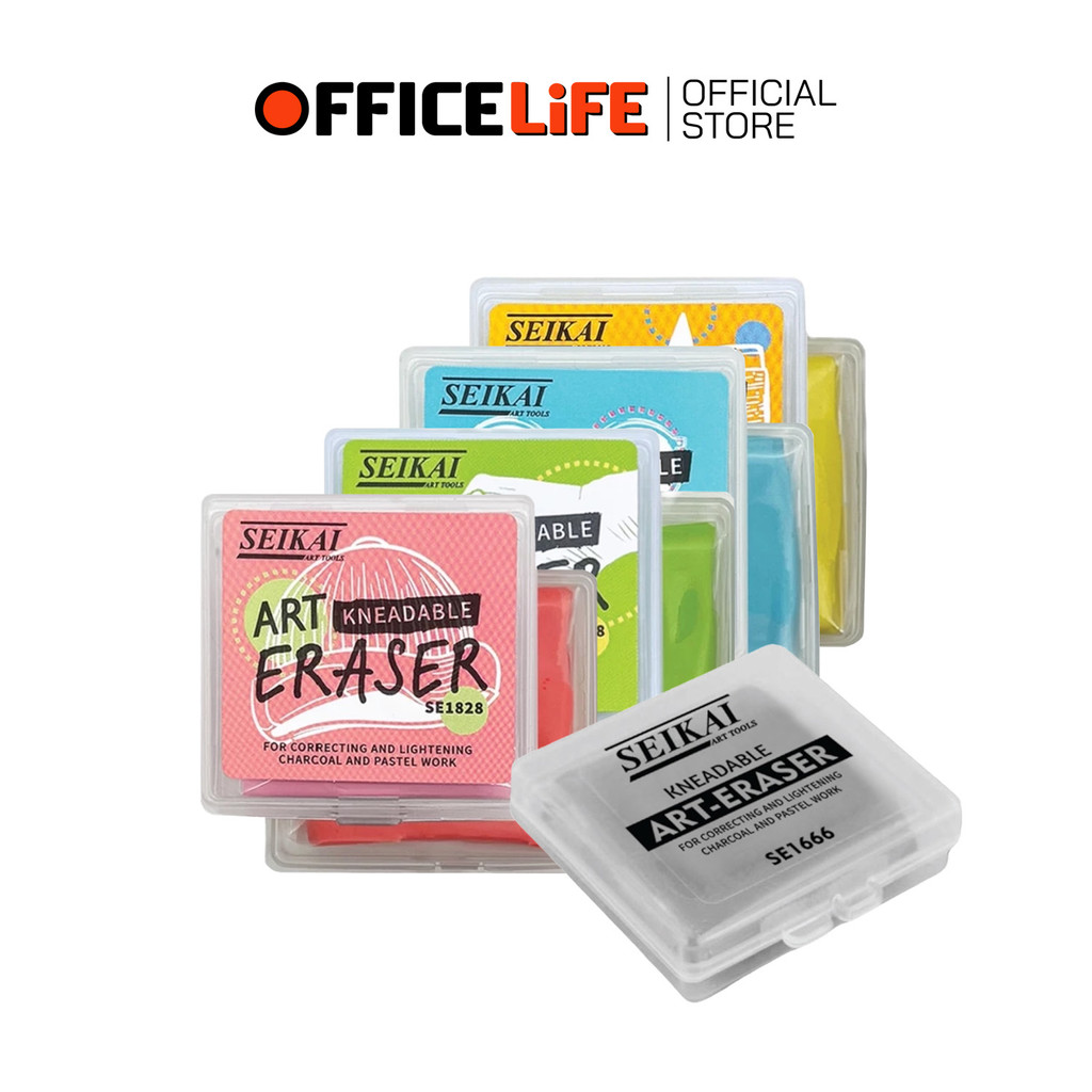 SEIKAI Kneadable Eraser ยางลบซับสีชอล์ค คาร์บอน รุ่น SE1828 / SE1666  ( 1 ก้อน คละสี )