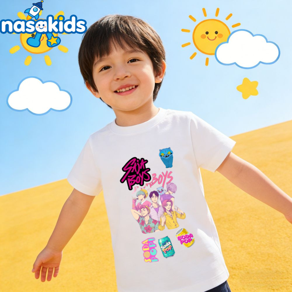 Soda Pop Cool Fizz พิมพ์เด็กแขนสั้นเสื้อยืดน่ารัก Tee สําหรับเด็กเล็กเวลาเล่น Casual ทุกวันชุดวันหยุ