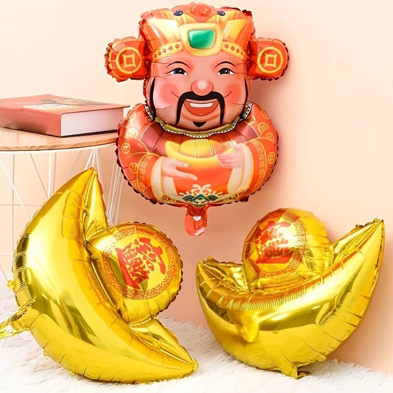 ลูกโป่งปีใหม่บอลลูน Ingot God of Wealth บอลลูนโคมไฟบอลลูน 2026 ลูกโป่งปีใหม่ 4K3D