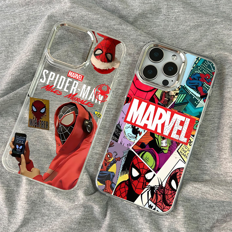 สำหรับ iPhone 11 13 12 14 15 16 pro Max XR Xsmax 6 7 8 14 15 16 Plus SE 2020 สไปเดอร์ เคสไอโฟนเคสใสกันกระแทกเคสซิลิโคน - รูปที่ 7