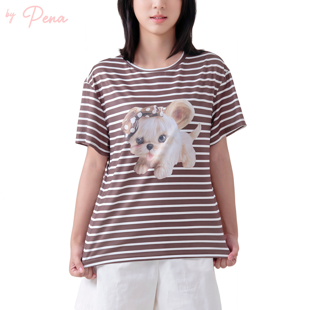 By Pena เสื้อยืดผู้หญิง พิมพ์ลายสัตว์เลี้ยง รุ่น BPTS012602