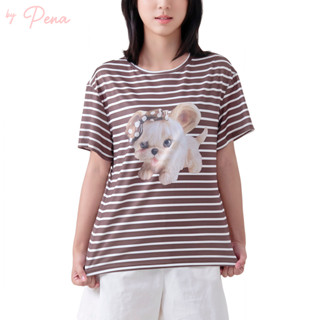 By Pena เสื้อยืดผู้หญิง พิมพ์ลายสัตว์เลี้ยง รุ่น BPTS012602