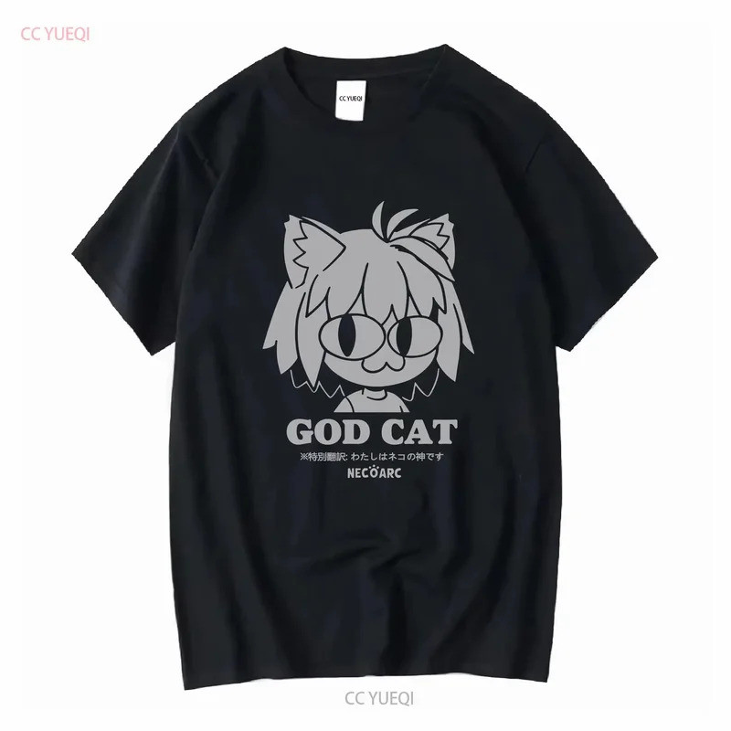 คอสเพลย์ Tsukihime เสื้อยืดชิ้นแก้วสีน้ำเงินพระจันทร์ GOD CAT Neko Arc สีดำ M วินเทจ เสื้อผ้าดีไซเนอ