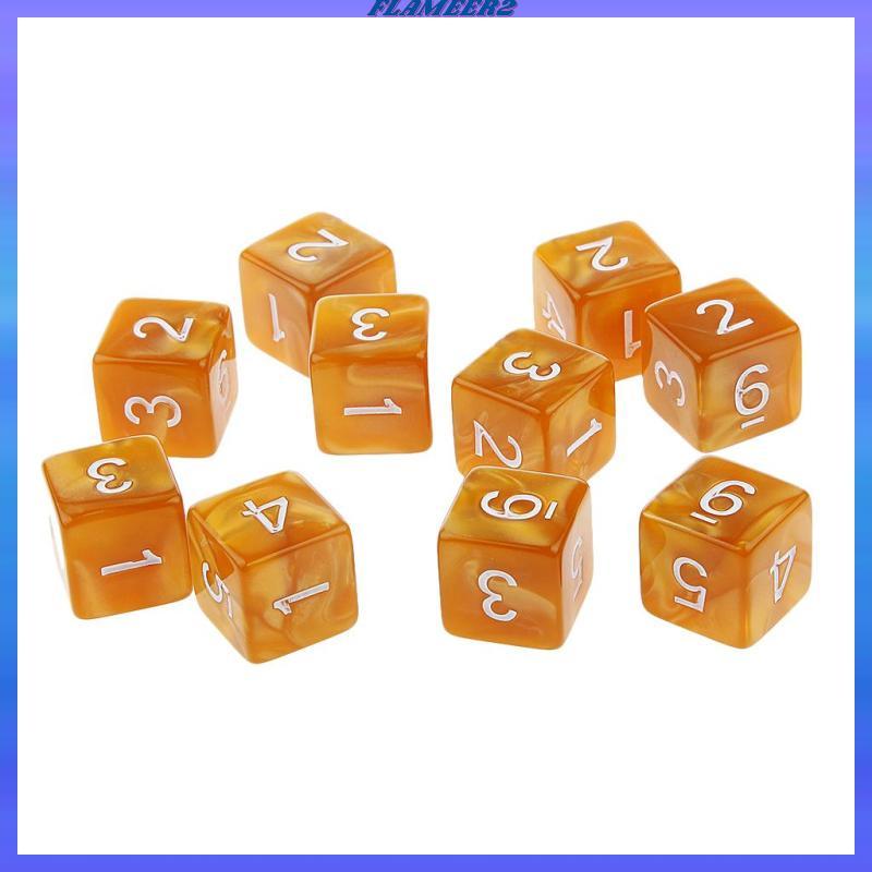 [Flameer2] 10-Pack D6 16 มม.ลูกบาศก์ลูกเต๋าสีดําอุปกรณ์เสริมสําหรับเกมกระดาน DND D&D RPG
